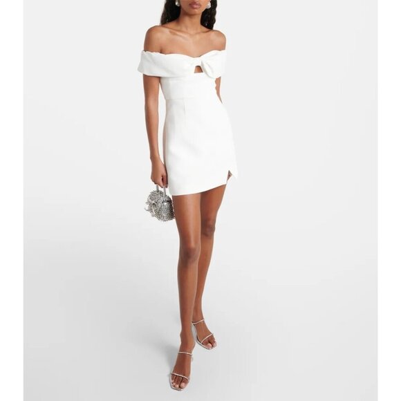 self-portrait Crepe Bow Mini Dress in White 2 New Womens Strapless Bridal - Picture 15 of 15